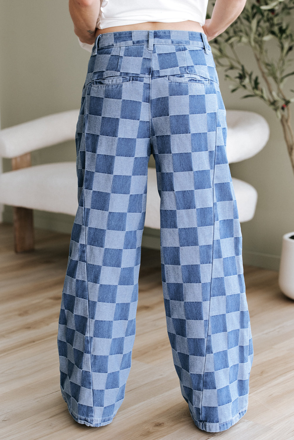 Checkered Denim Jeans