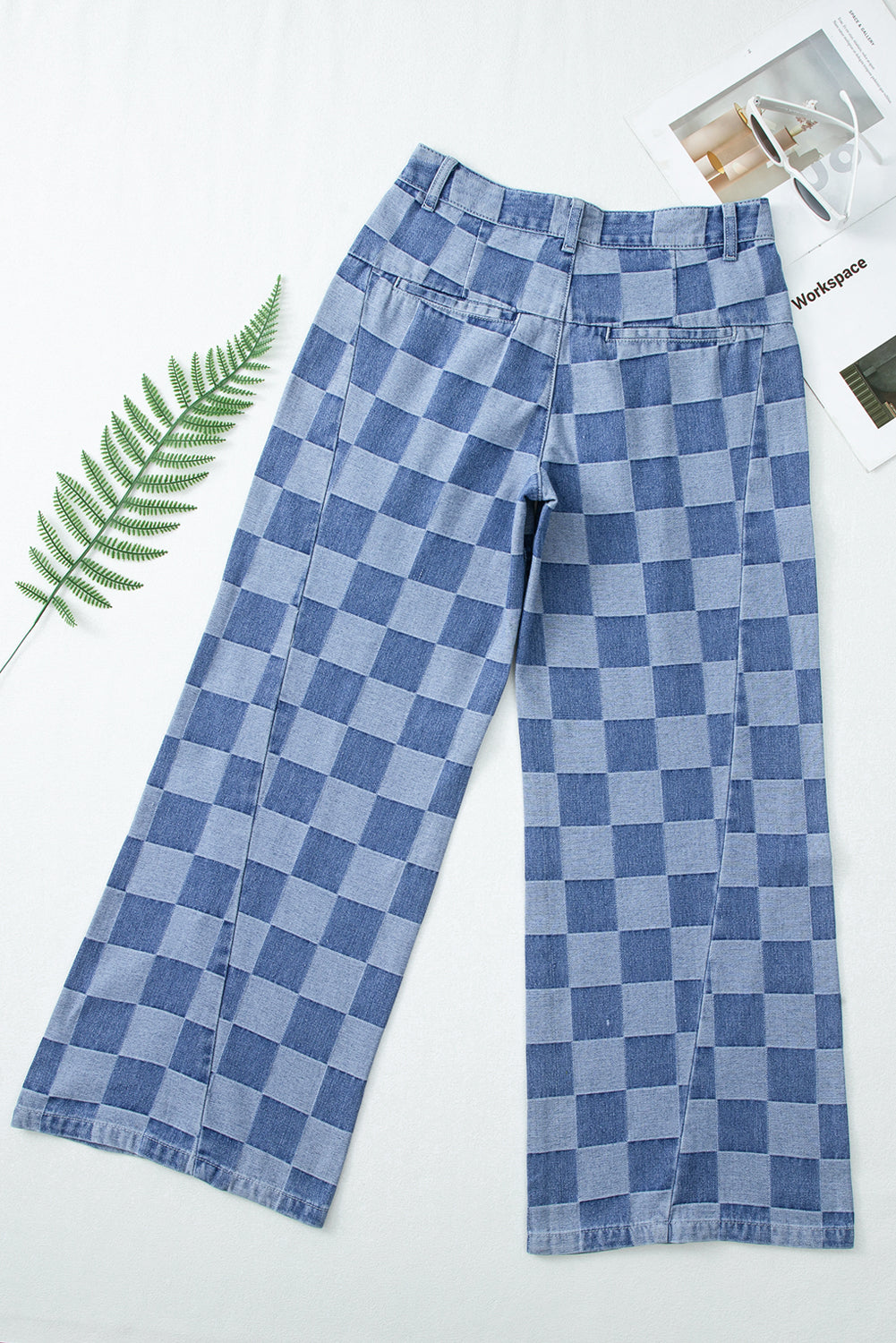 Checkered Denim Jeans