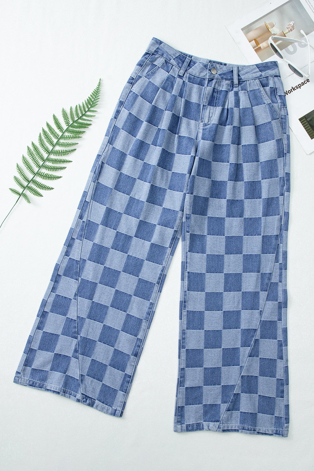 Checkered Denim Jeans
