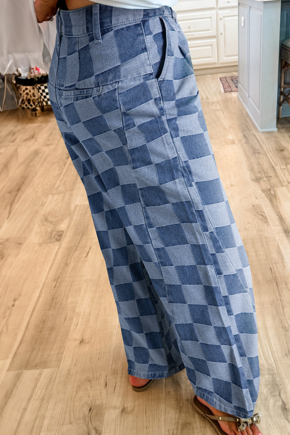 Checkered Denim Jeans