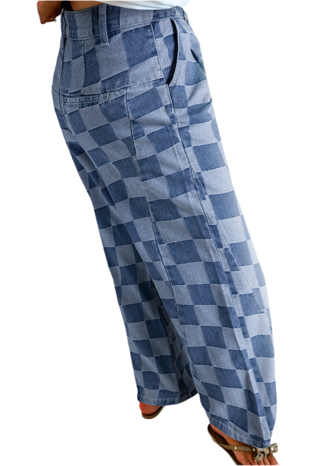 Checkered Denim Jeans